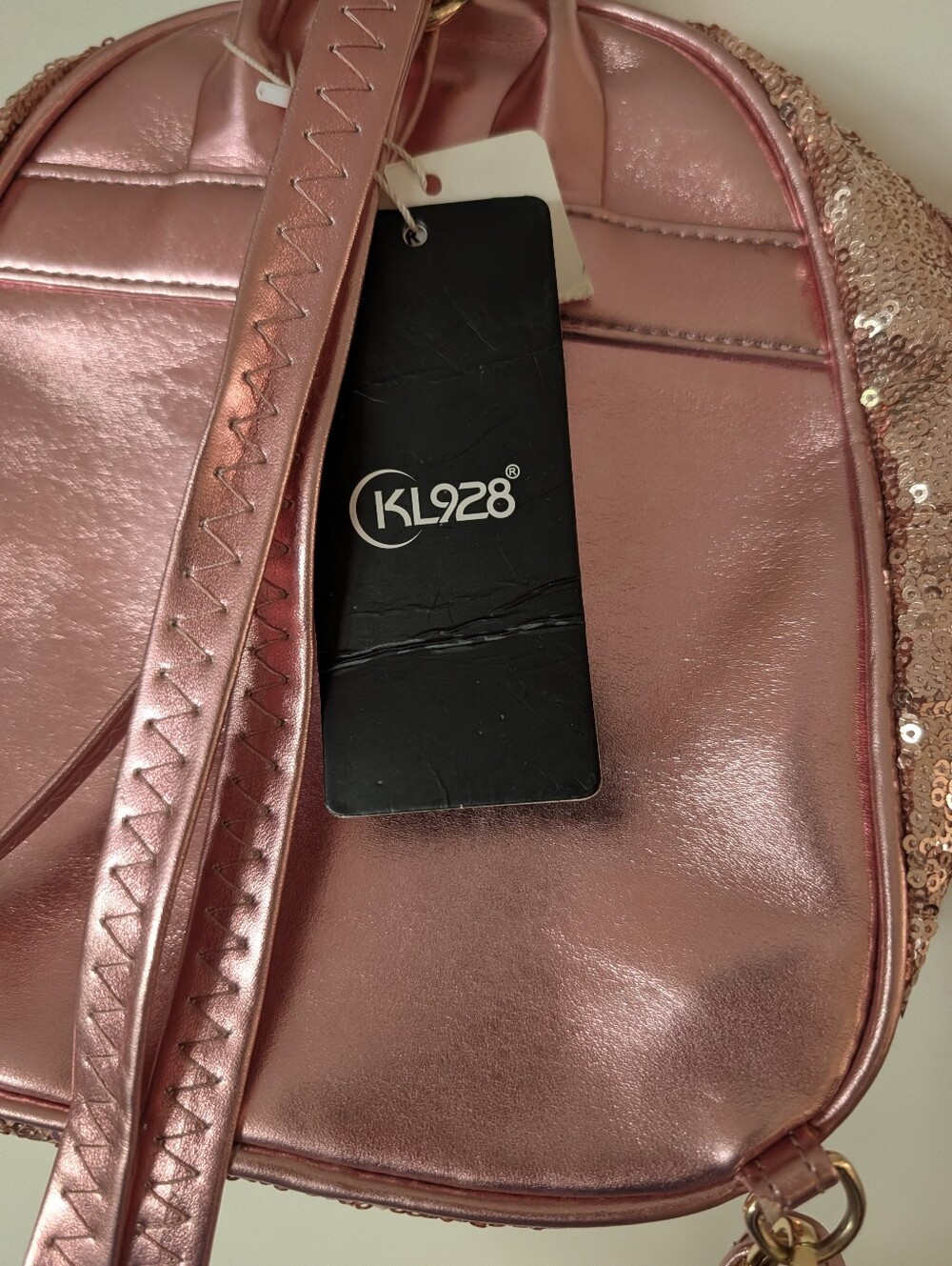 KL928 Rose Gold Sequin Bow Knot Mini Backpack New - Picture 5 of 7